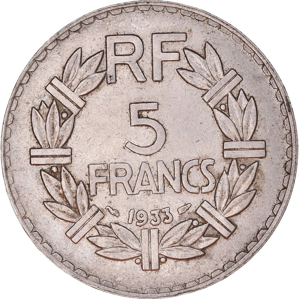 Munten, Frankrijk, Lavrillier, 5 Francs, 1933, Paris, ZF+, Nickel, KM:888