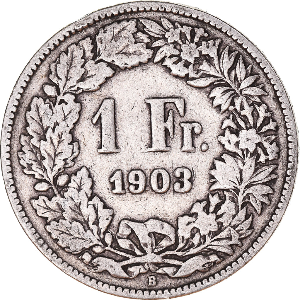 Moeda, Suíça, Franc, 1903, Bern, VF(30-35), Prata, KM:24