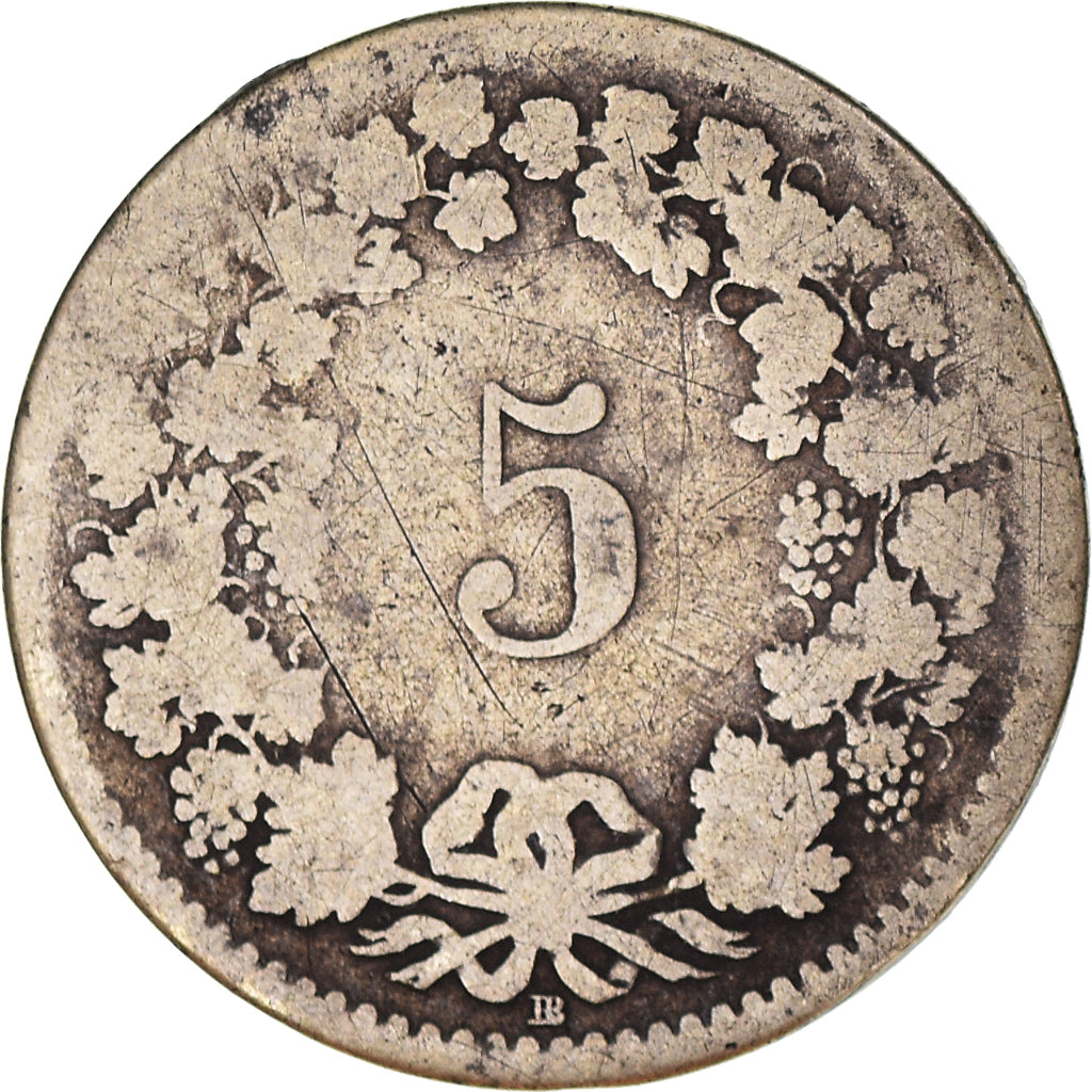 Moneta, Svizzera, 5 Rappen, 1850, MB, Biglione, KM:5