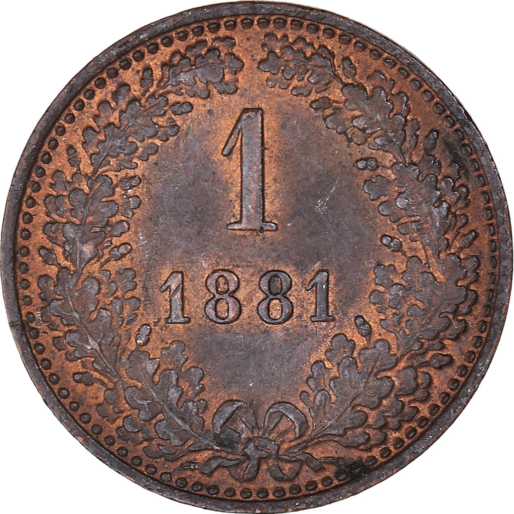 Moneta, Austria, Franz Joseph I, Kreuzer, 1881, Vienna, AU(55-58), Miedź
