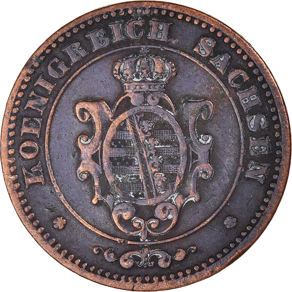 Coin, German States, SAXONY-ALBERTINE, Johann, 2 Pfennig, 1869, EF(40-45)