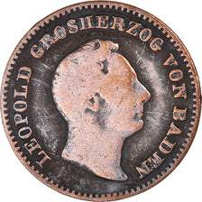 Moneta, Stati tedeschi, BADEN, Leopold I, 1/2 Kreuzer, 1848, MB+, Rame, KM:213