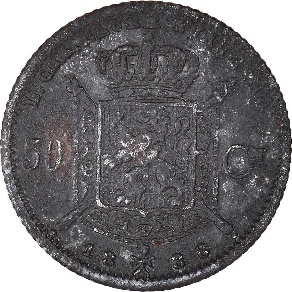 Germania, ficha, Léopold II, jeton de Nuremberg - 50 centimes, 1888, BB, Zinco