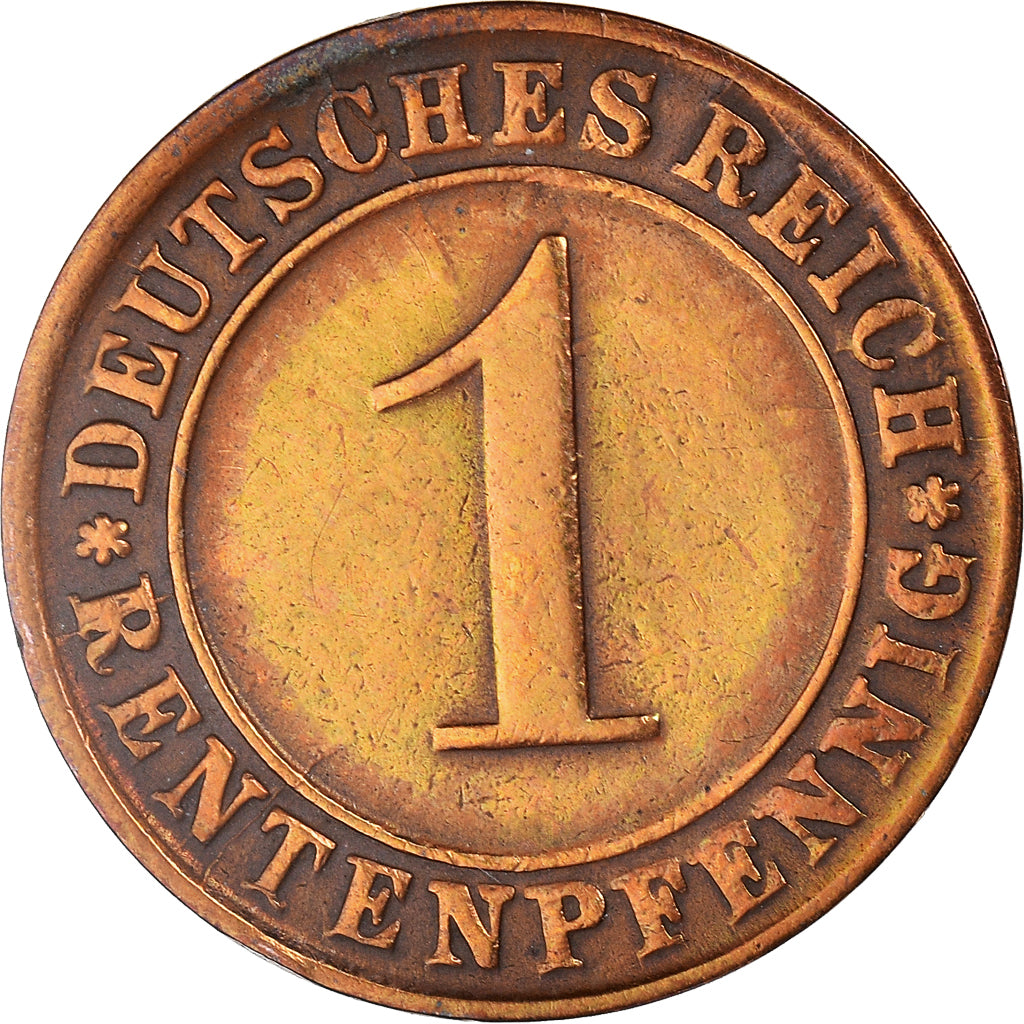 Coin, GERMANY, WEIMAR REPUBLIC, Rentenpfennig, 1924, Munich, EF(40-45), Bronze