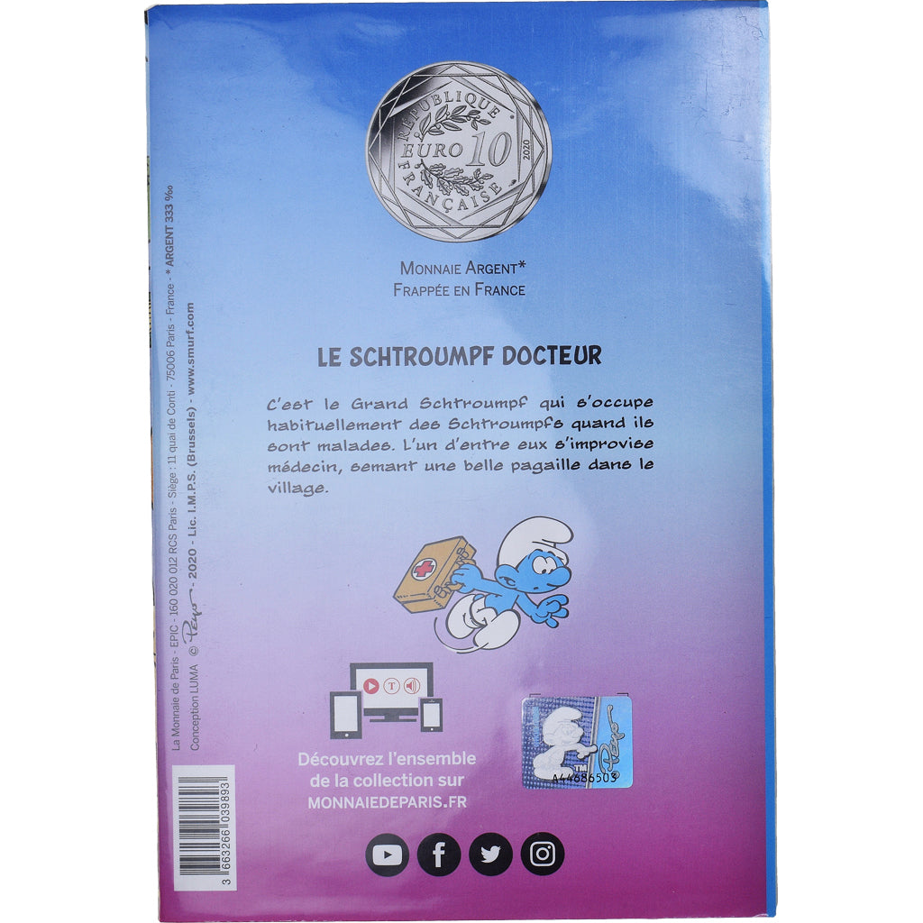 Frankreich, Monnaie de Paris, 10 Euro, Le Schtroumpf Docteur (6/20), 2020, STGL