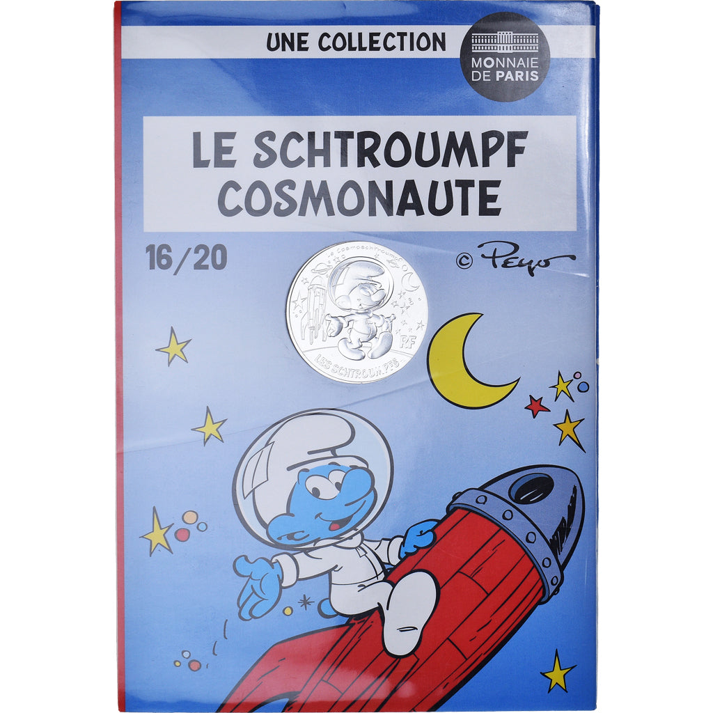 France, Monnaie de Paris, 10 Euro, Le Schtroumpf Cosmonaute (16/20), 2020, FDC