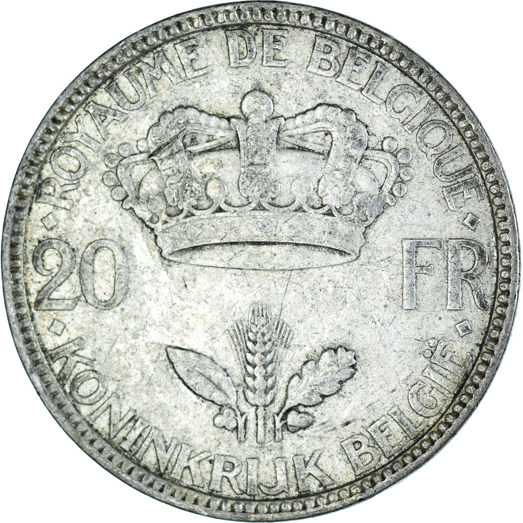 Munten, België, Leopold III, 20 Francs, 20 Frank, 1935, Brussels, FR+, Zilver