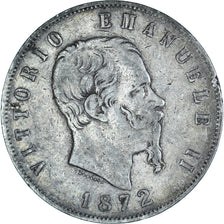 Moneta, Italia, Vittorio Emanuele II, 5 Lire, 1872, Milan, MB+, Argento, KM:8.3
