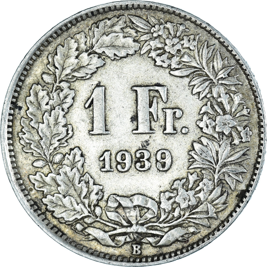 Moneta, Szwajcaria, Franc, 1939, Bern, EF(40-45), Srebro, KM:24