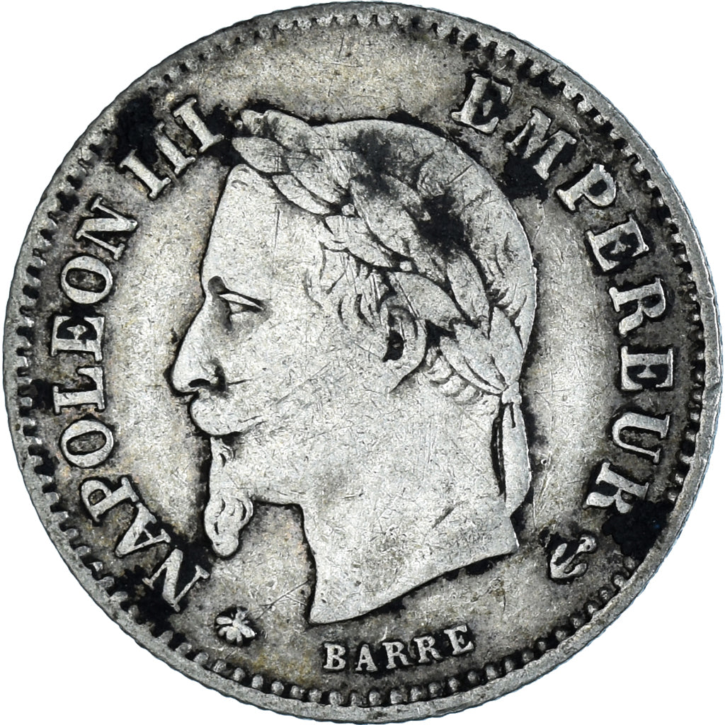 Moneta, Francia, Napoleon III, 20 Centimes, 1867, Paris, MB+, Argento, KM:808.1
