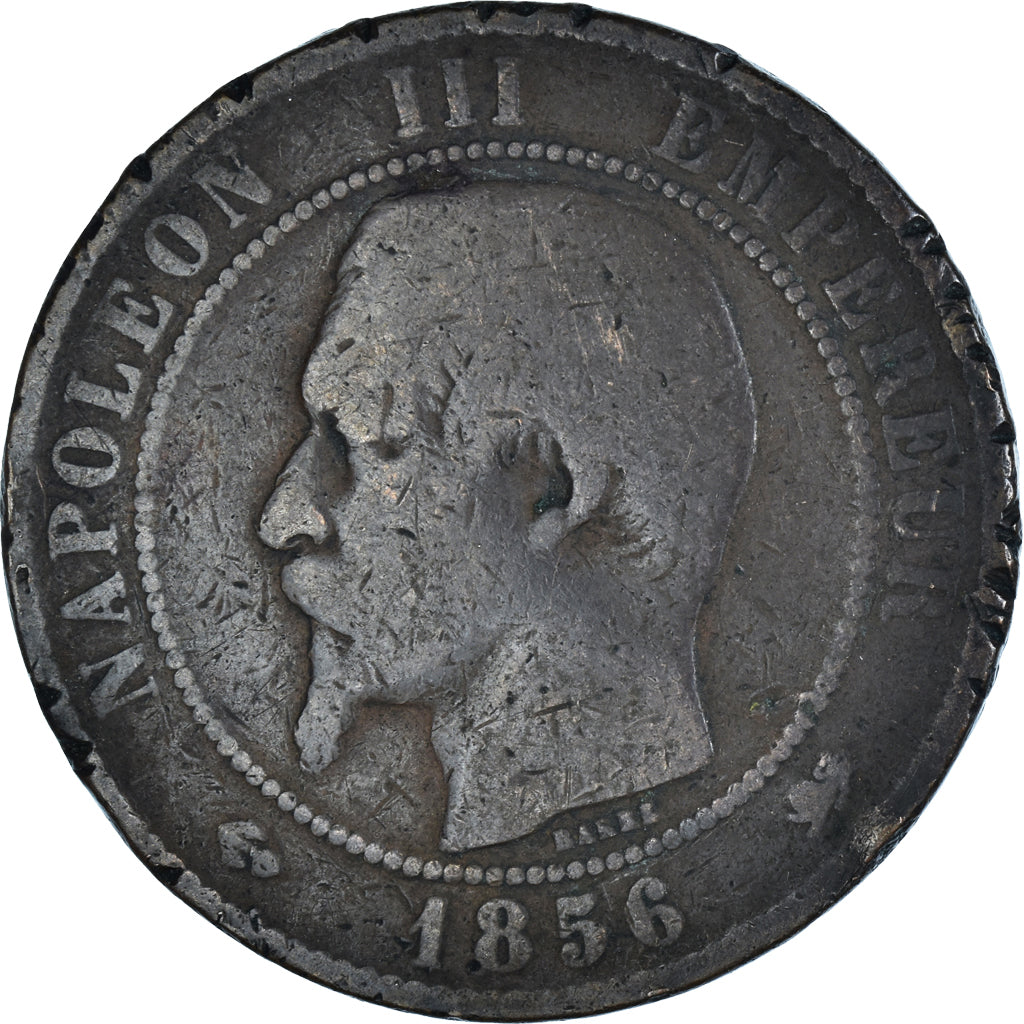Coin, France, Napoleon III, 10 Centimes, 1856, Lyon, VF(20-25), Bronze