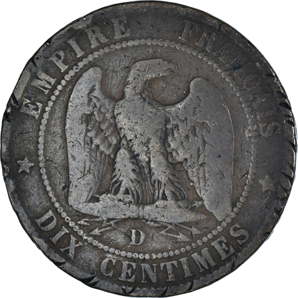 Coin, France, Napoleon III, 10 Centimes, 1856, Lyon, VF(20-25), Bronze