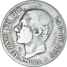 Coin, Spain, Alfonso XII, 2 Pesetas, 1882, Madrid, VF(30-35), Silver, KM:678.2