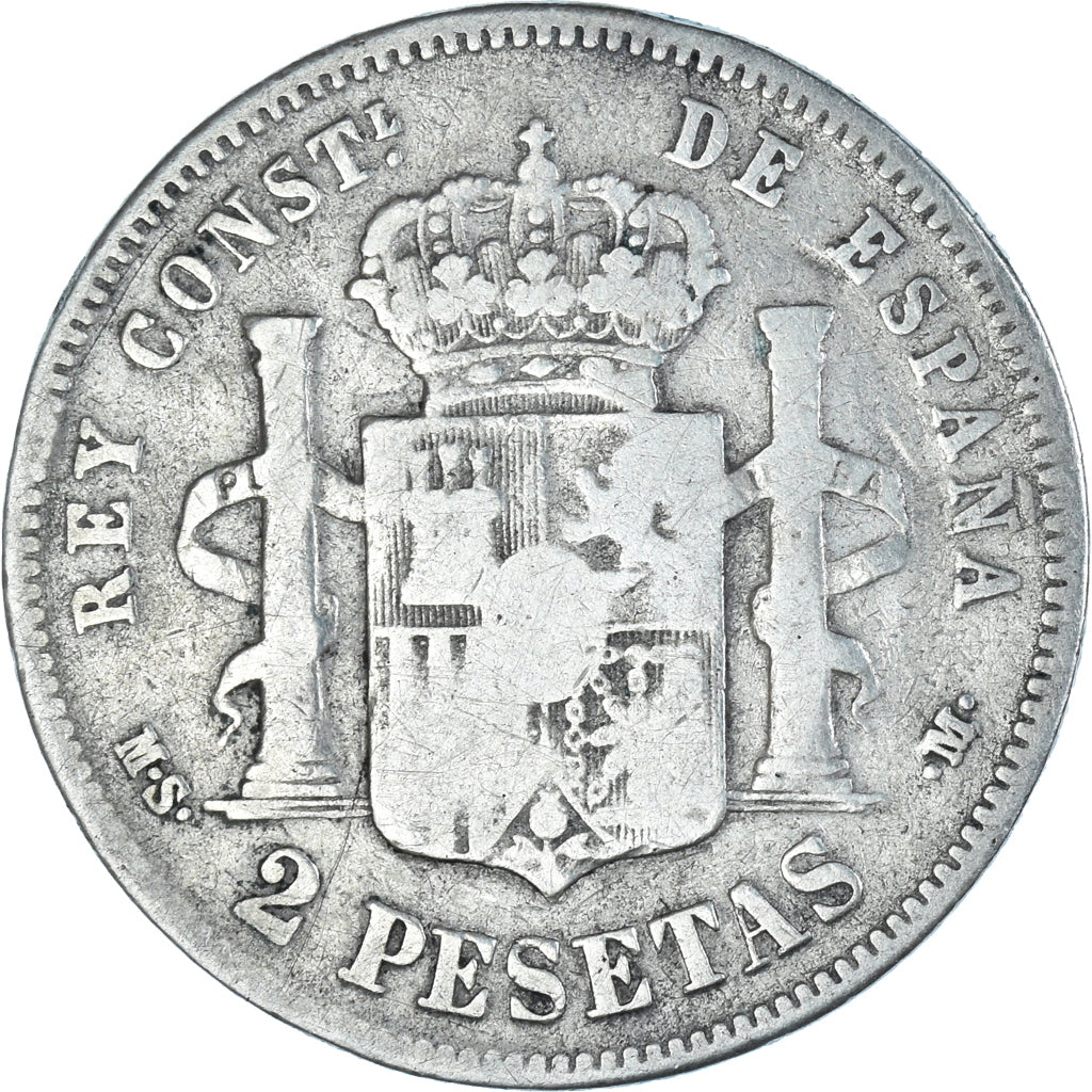 Coin, Spain, Alfonso XII, 2 Pesetas, 1882, Madrid, VF(30-35), Silver, KM:678.2