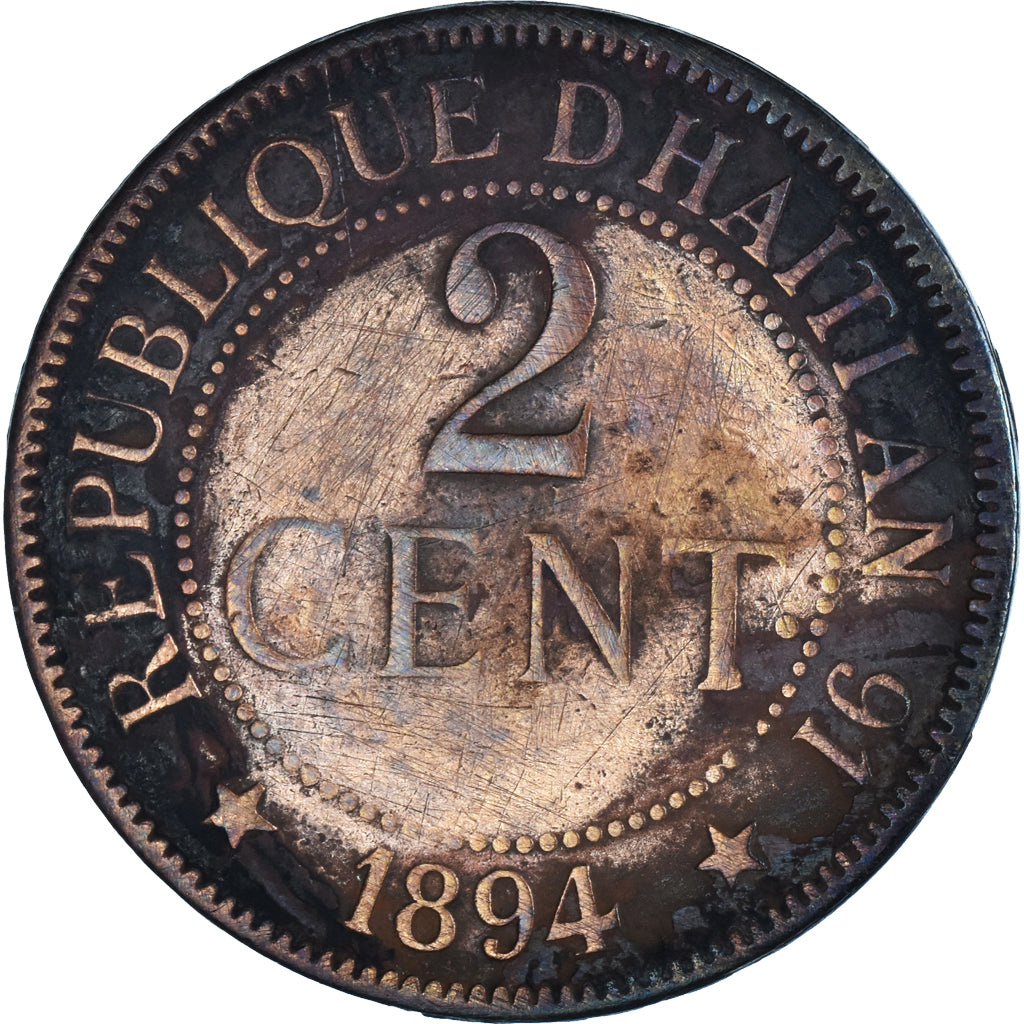 Monnaie, Haïti, 2 Centimes, 1894, Paris, TB, Bronze, KM:49