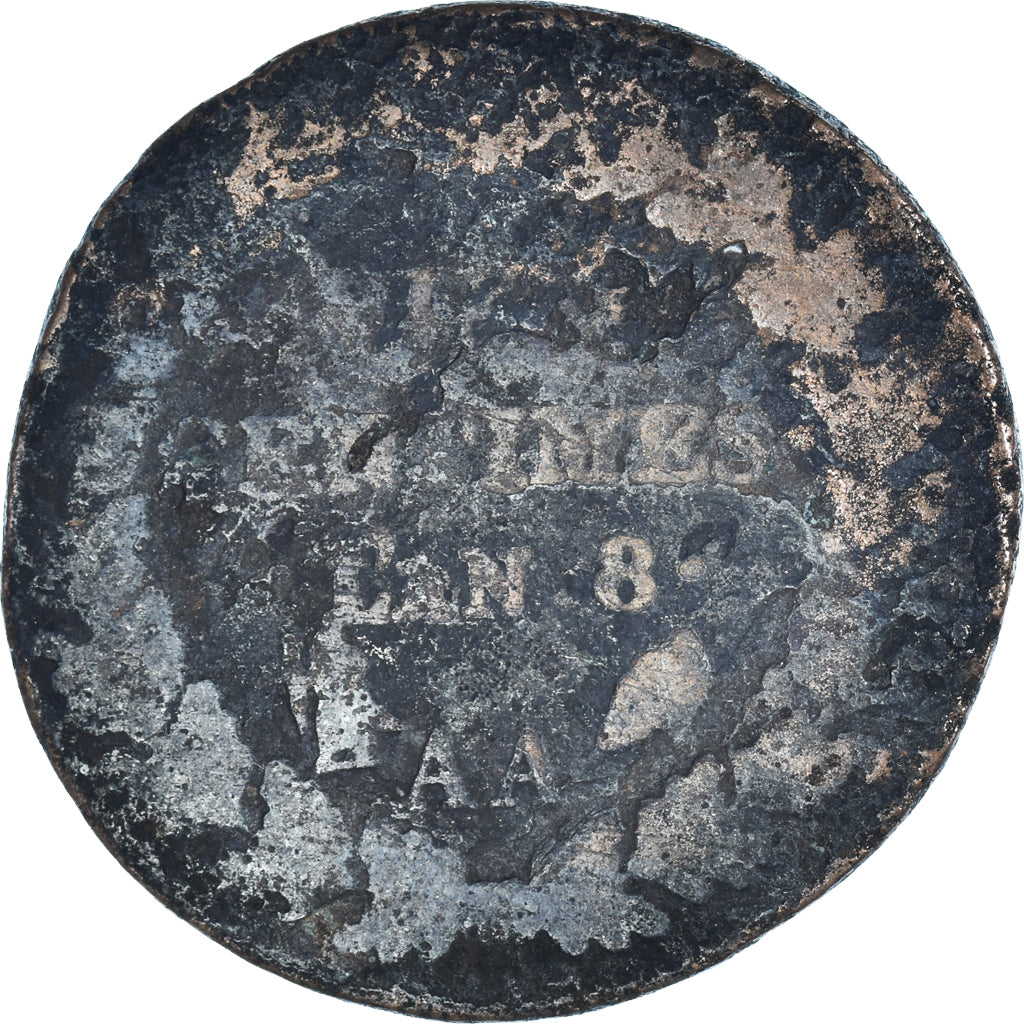 Moeda, França, Dupré, 5 Centimes, AN 8, Metz, F(12-15), Bronze, KM:640.2