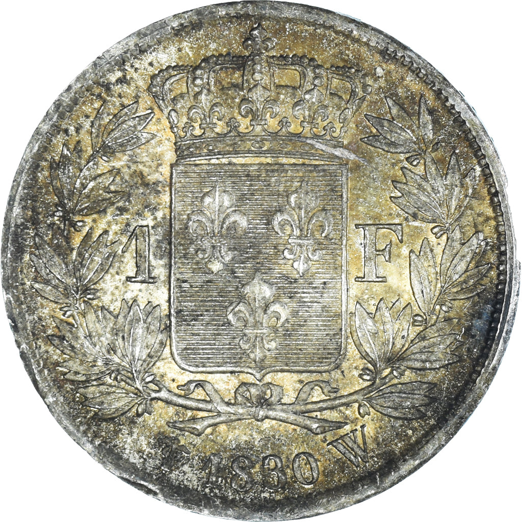 França, Charles X, 1 Franc, 1830, Lille, Prata, AU(50-53), Gadoury:450