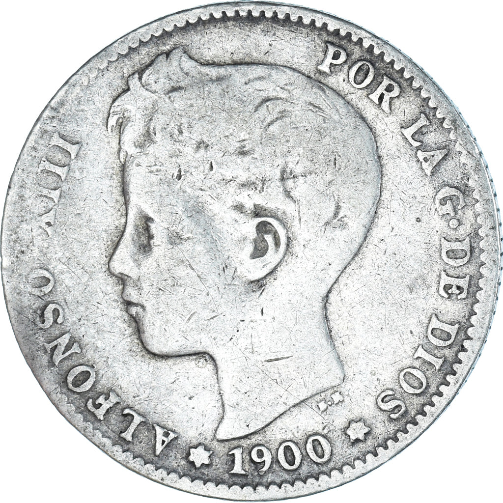 Moeda, Espanha, Alfonso XIII, Peseta, 1900, Madrid, VF(30-35), Prata, KM:706
