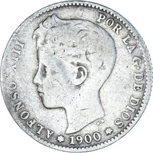 Moeda, Espanha, Alfonso XIII, Peseta, 1900, Madrid, VF(30-35), Prata, KM:706