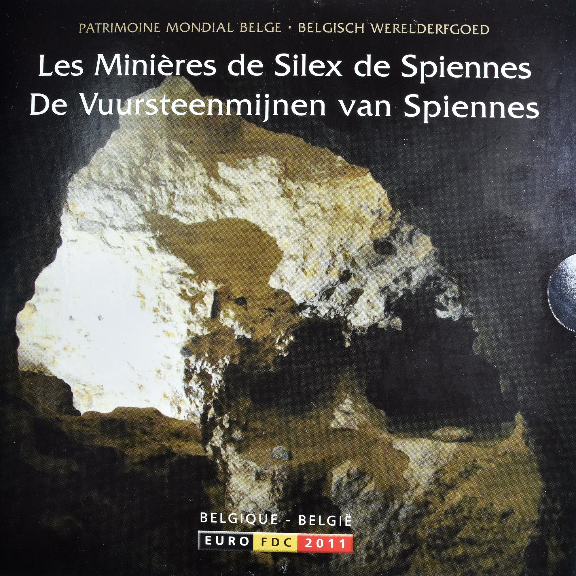 Belgique, Coffret 1 ct. - 2 Euro + Jeton, Minières de Silex, Spiennes, BU