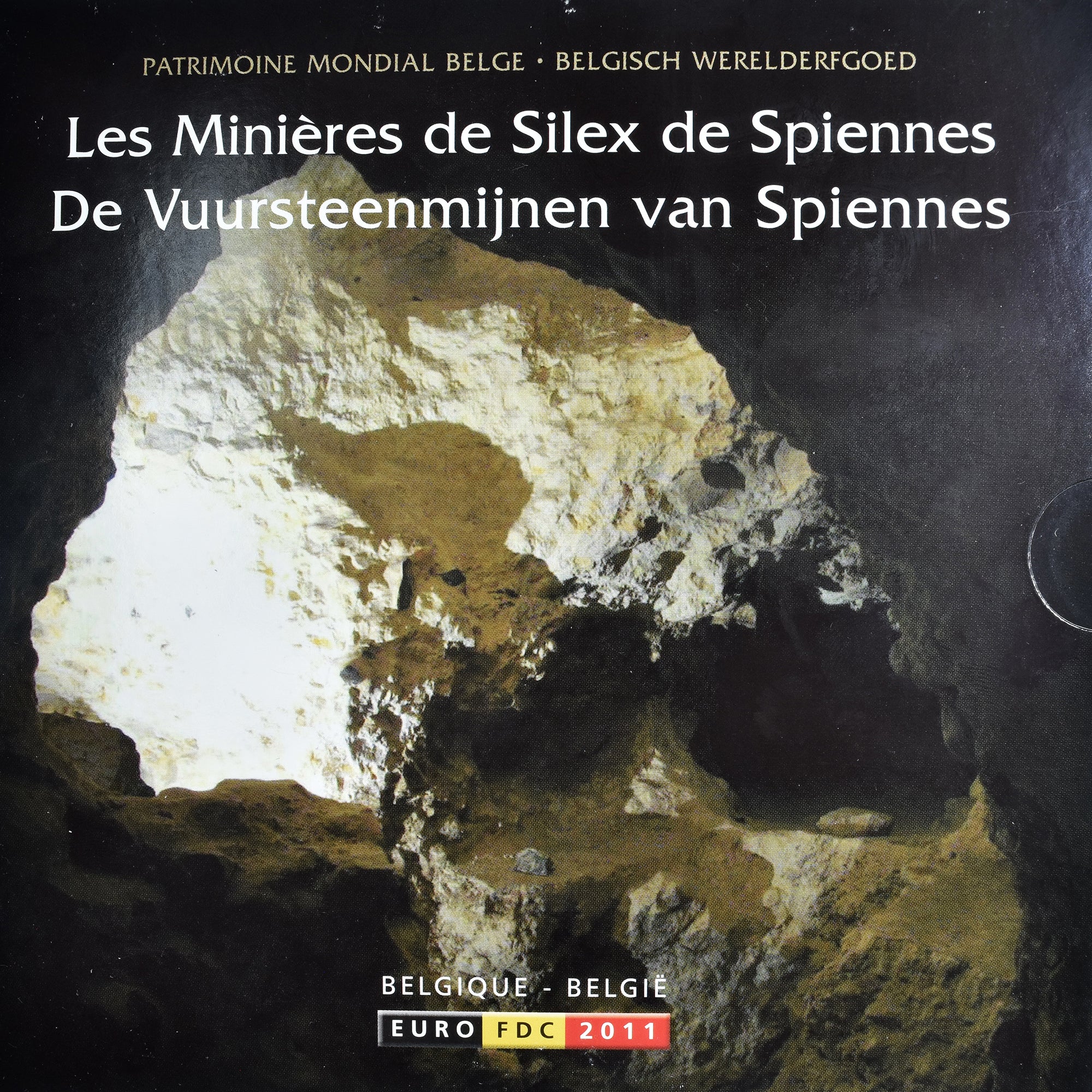 Belgien, 1 Cent to 2 Euro, euro set - Les Minières de Silex à Spiennes, 2011