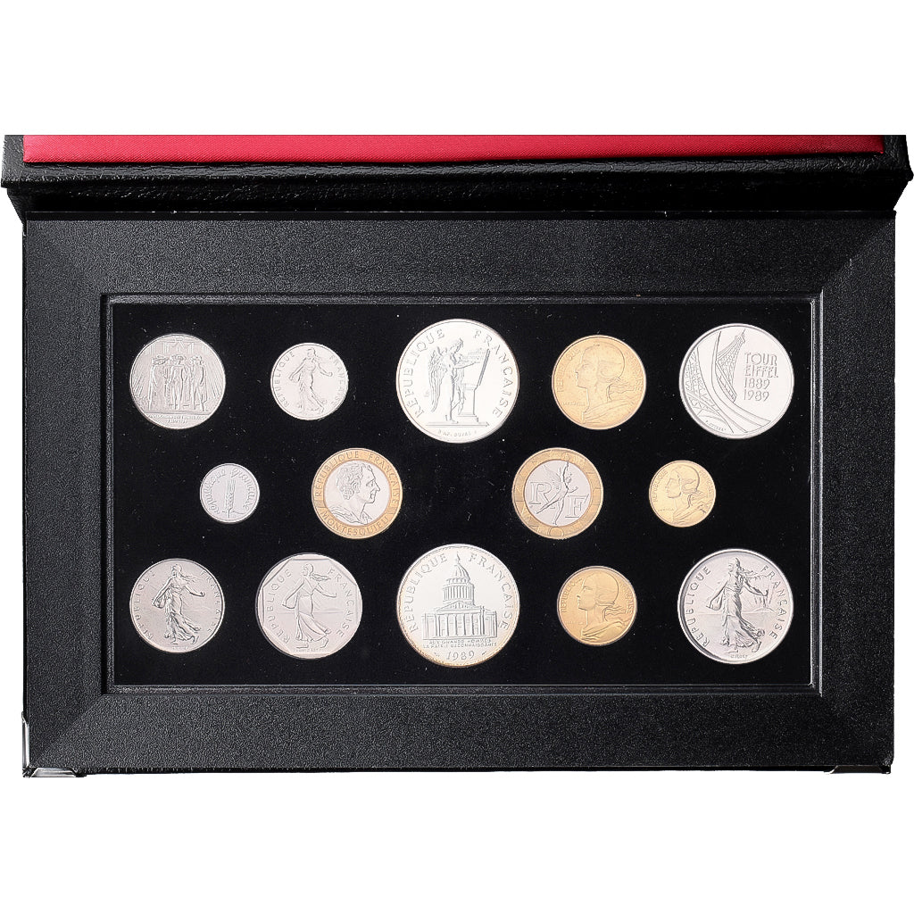 Moneta, Francja, Coffret 1 c. à 100 frs., 1989, Monnaie de Paris, MS(65-70)