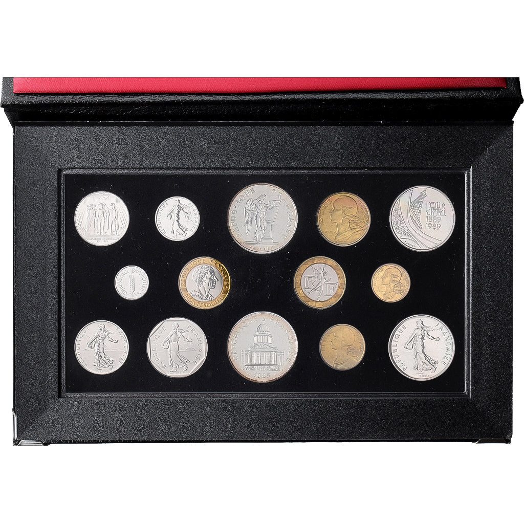 Moneta, Francja, Coffret 1 c. à 100 frs., 1989, Monnaie de Paris, MS(65-70)