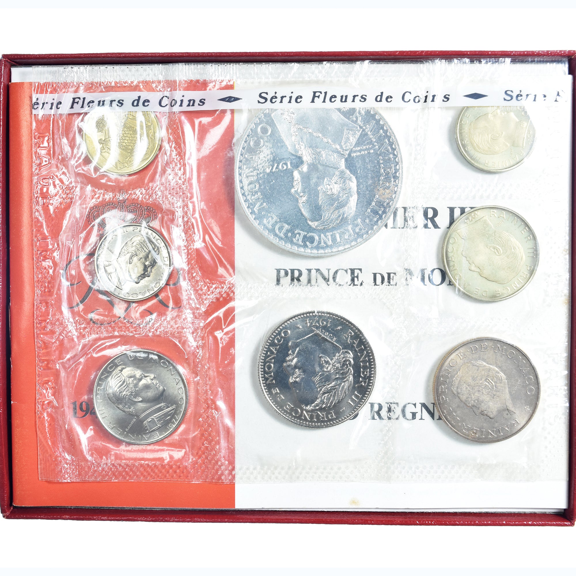 Mónaco, Rainier III, Coffret 10 c. à 50 frs., 25th Anniversary of Accession