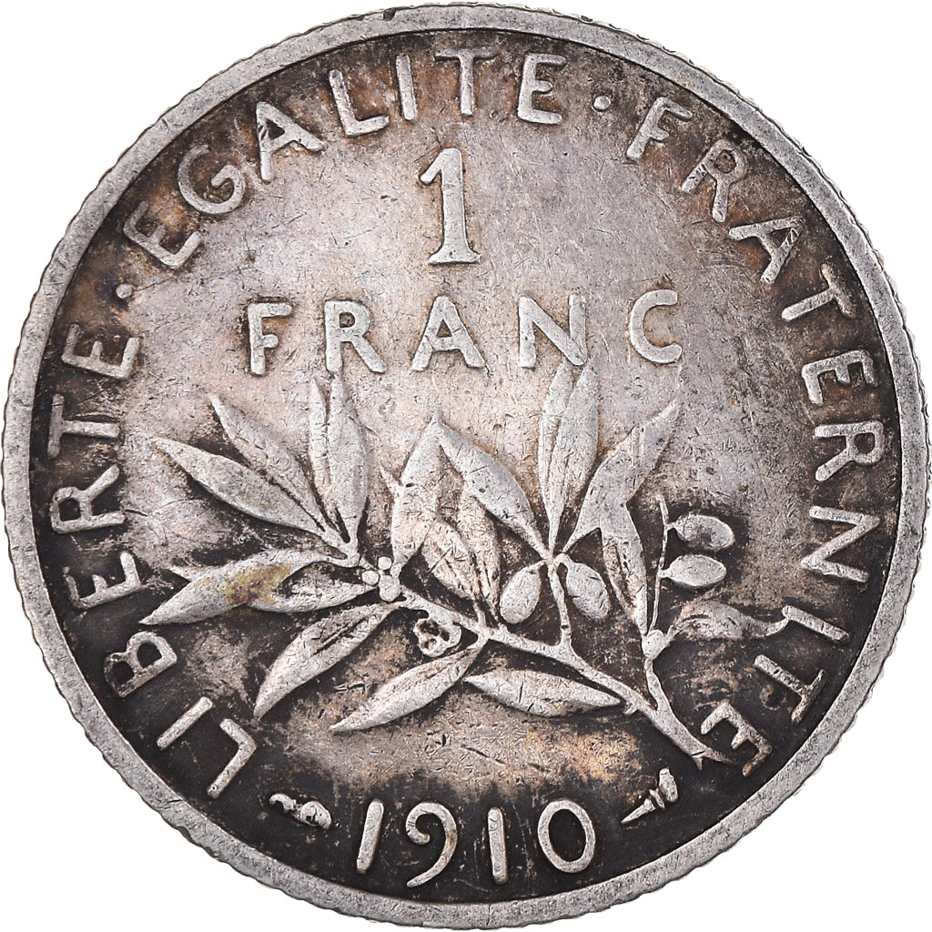 Moneta, Francja, Semeuse, Franc, 1910, Paris, VF(30-35), Srebro, KM:844.1
