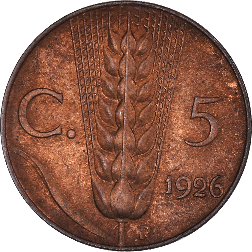 Moeda, Itália, Vittorio Emanuele III, 5 Centesimi, 1926, Rome, AU(55-58)