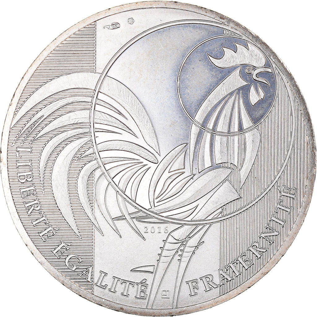 France, 10 Euro, Coq, 2016, Monnaie de Paris, MS(63), Silver, Gadoury:EU797