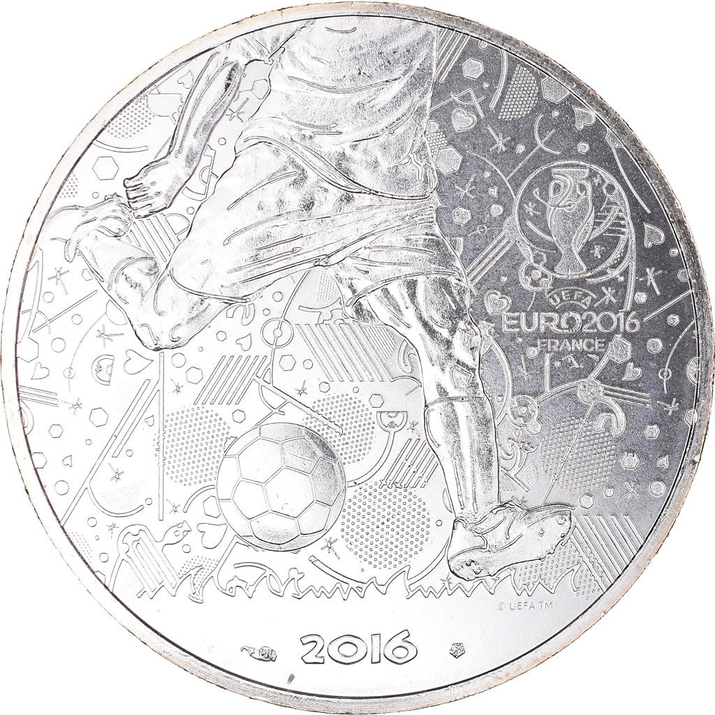 France, 10 Euro, UEFA Euro 2016, 2016, Monnaie de Paris, MS(65-70), Silver