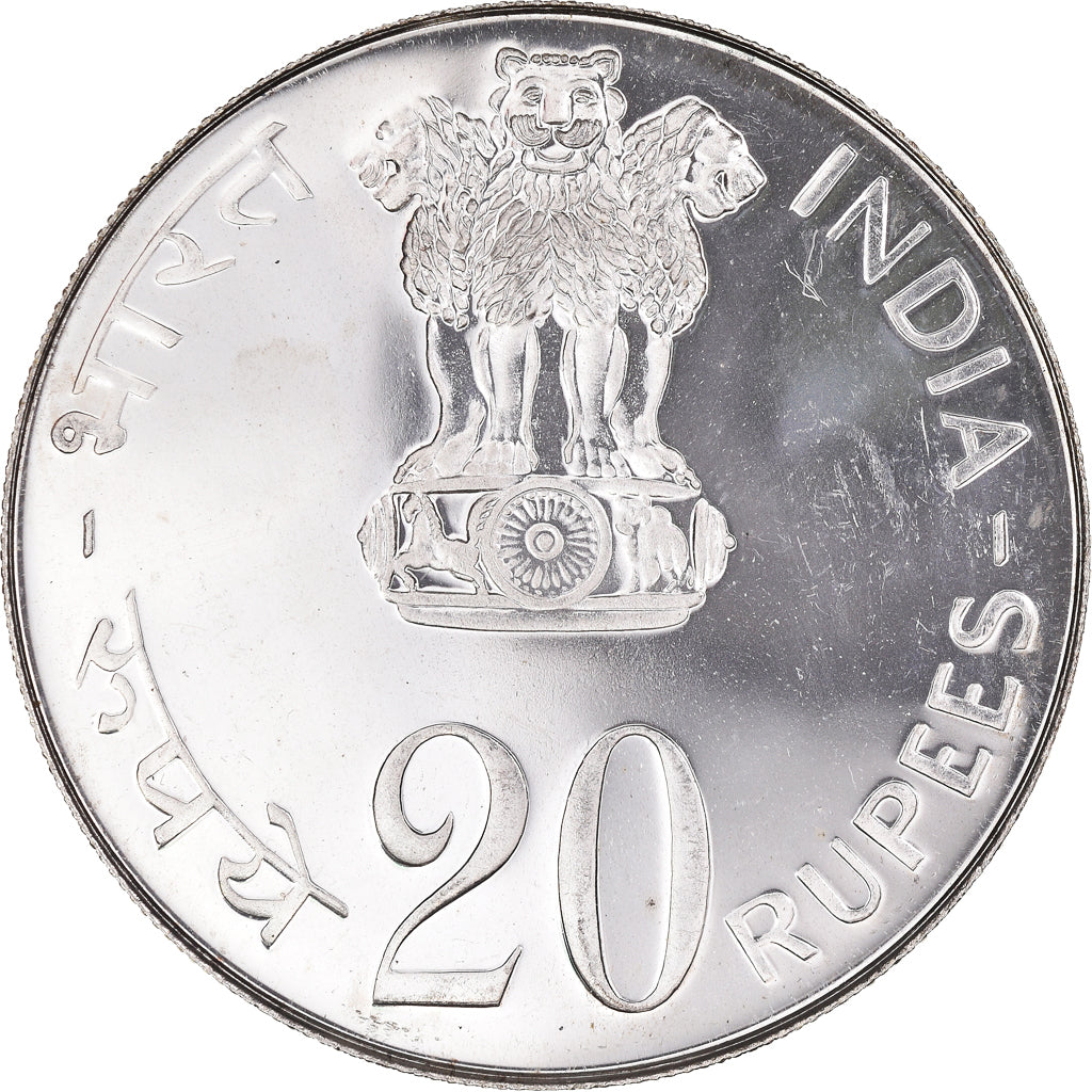 Münze, INDIA-REPUBLIC, 20 Rupees, 1973, Mumbai, Bombay, UNZ, Silber, KM:240