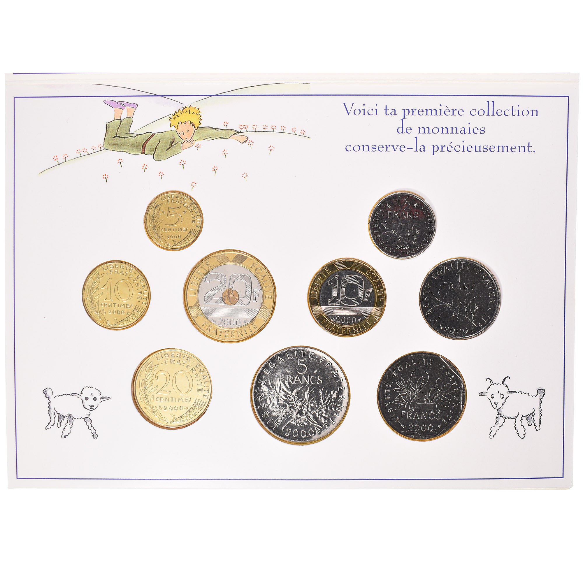 Munten, Frankrijk, Petit Prince, Coffret 5 c. à 20 frs., 2000, Monnaie de