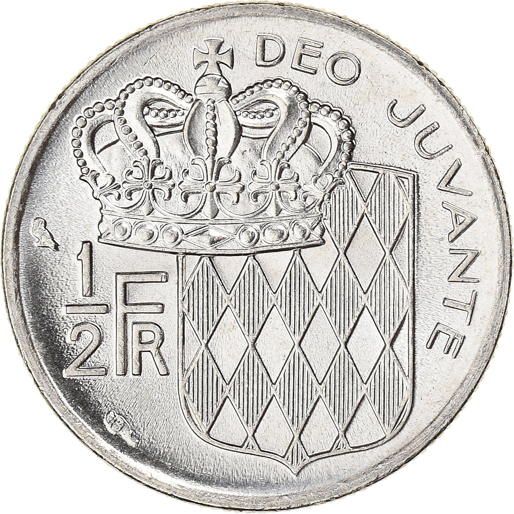 Munten, Monaco, Rainier III, 1/2 Franc, 1974, UNC-, Nickel, KM:145, Gadoury:MC