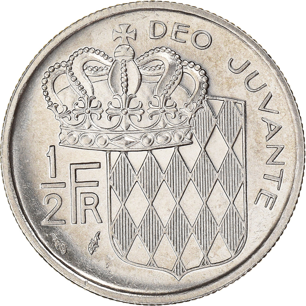 Moneta, Monaco, Rainier III, 1/2 Franc, 1975, SPL, Nichel, KM:145, Gadoury:MC
