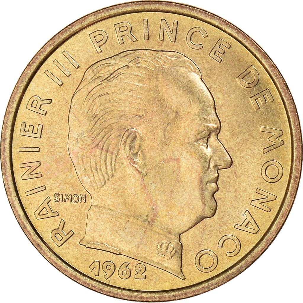Moeda, Mónaco, Rainier III, 10 Centimes, 1962, MS(63), Alumínio-Bronze