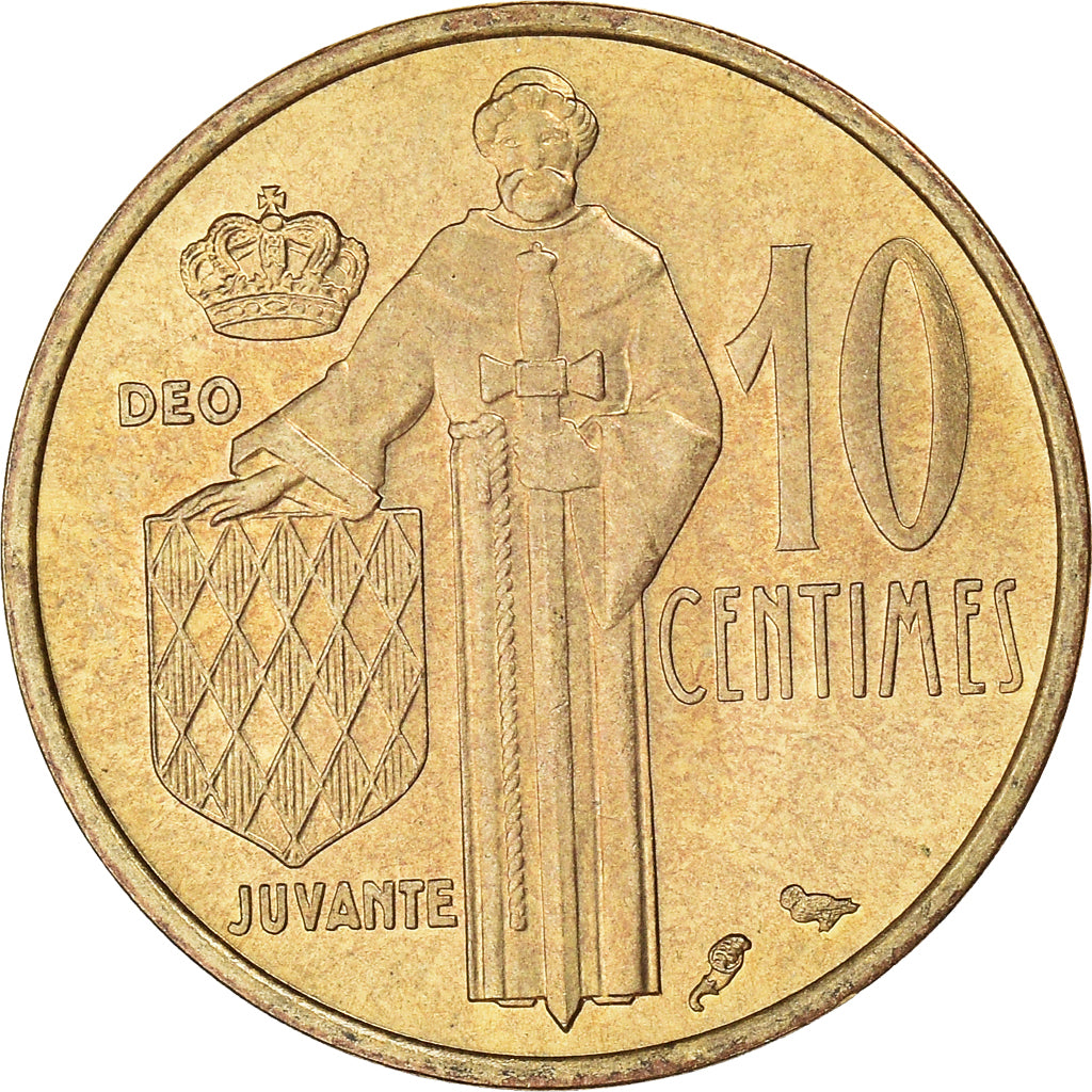 Moeda, Mónaco, Rainier III, 10 Centimes, 1962, MS(63), Alumínio-Bronze