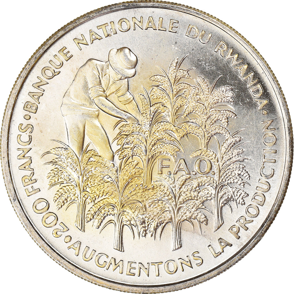 Munten, Rwanda, 200 Francs, 1972, PR, Zilver, KM:11