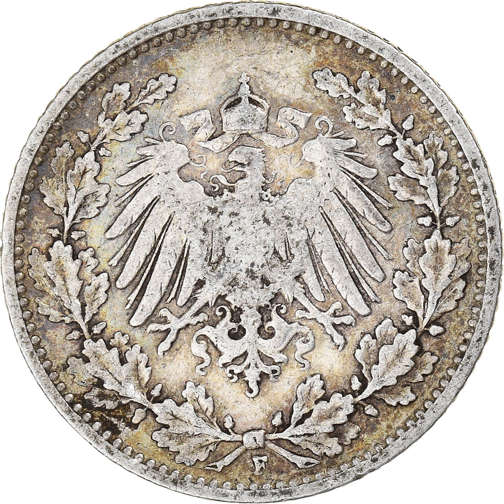 Moneta, GERMANIA - IMPERO, Wilhelm II, 1/2 Mark, 1905, Stuttgart, MB+, Argento