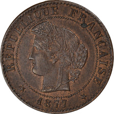 Moneta, Francia, Cérès, Centime, 1877, Paris, BB, Bronzo, KM:826.1, Gadoury:88