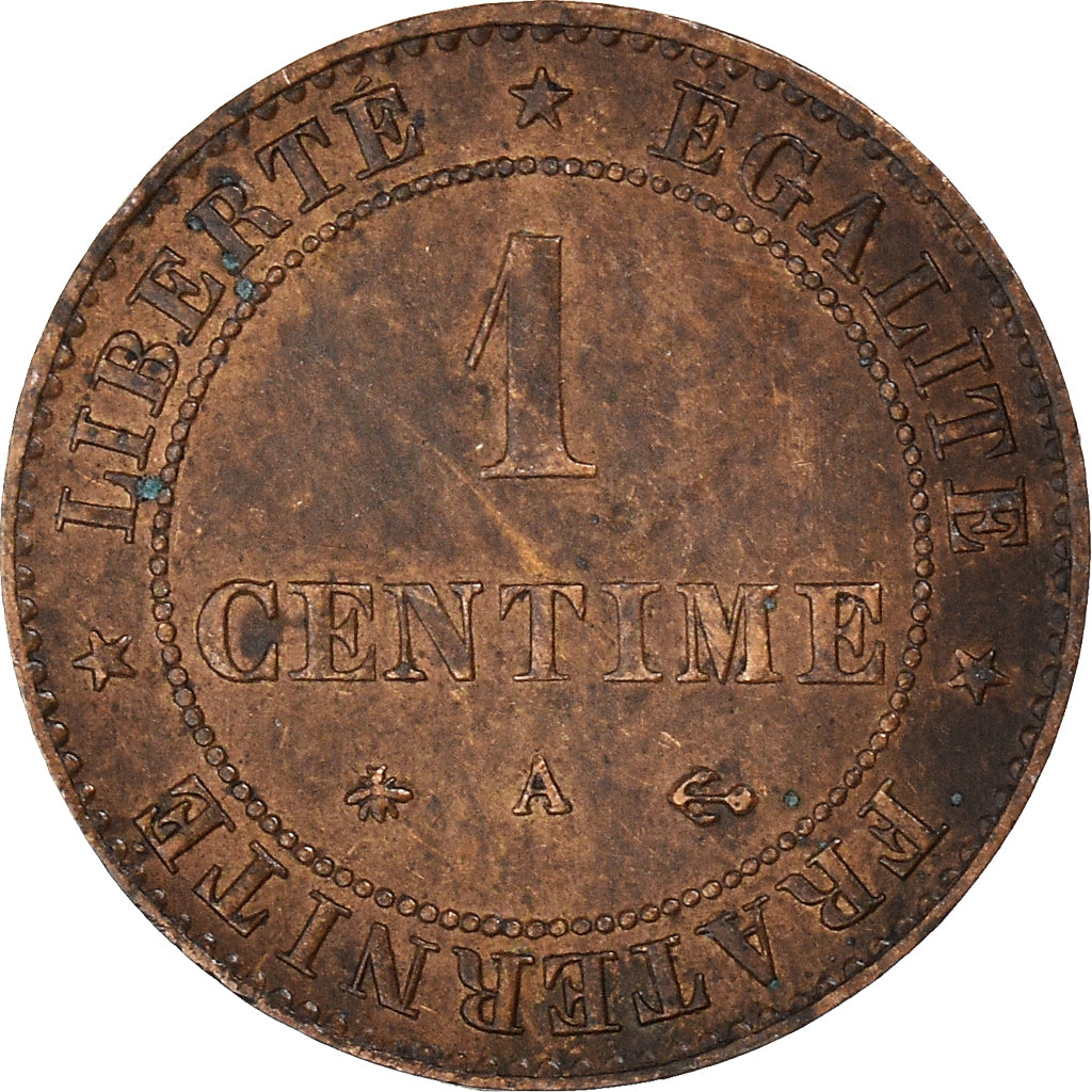 Moneta, Francia, Cérès, Centime, 1877, Paris, BB, Bronzo, KM:826.1, Gadoury:88