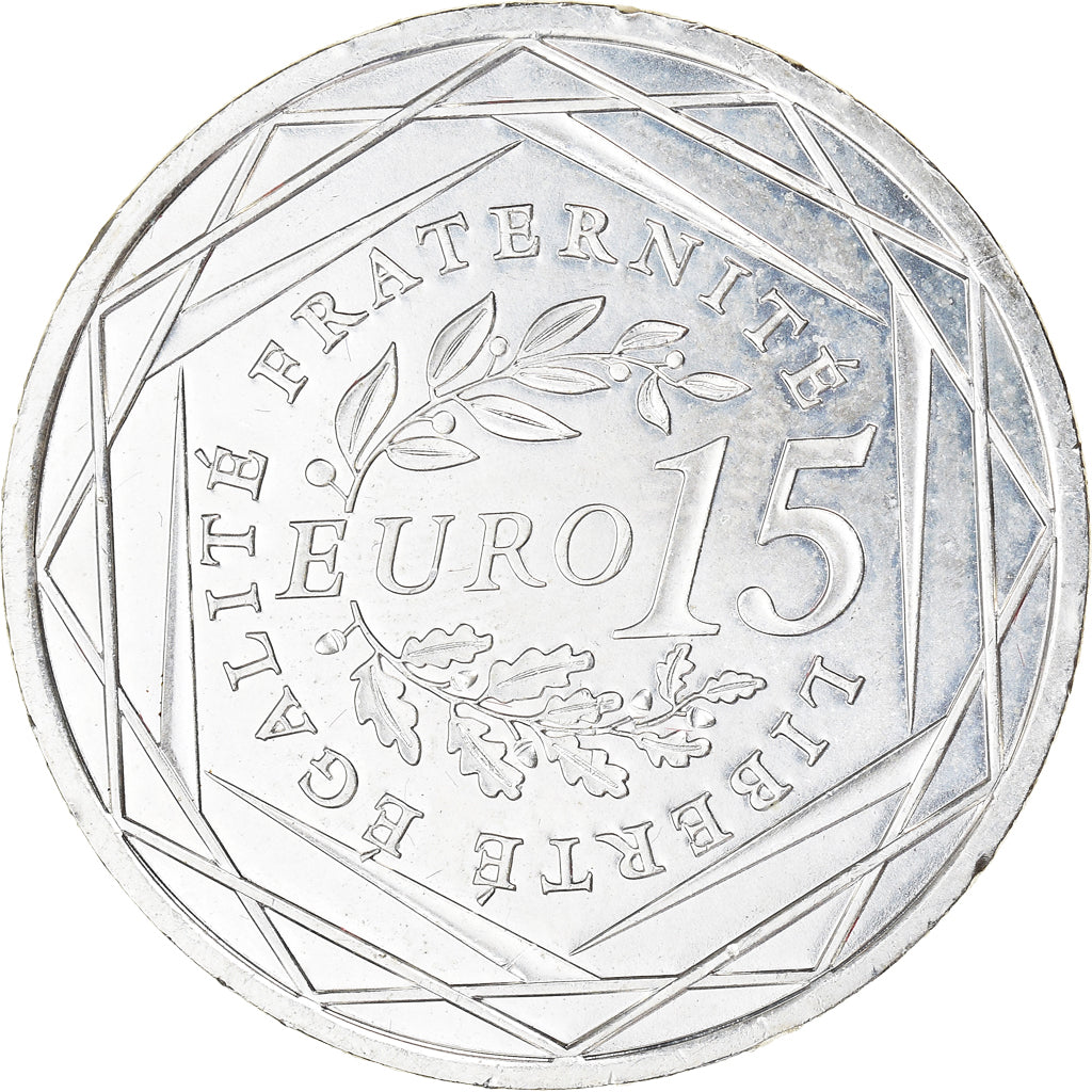 France, 15 Euro, Semeuse, 2008, Monnaie de Paris, MS(60-62), Silver