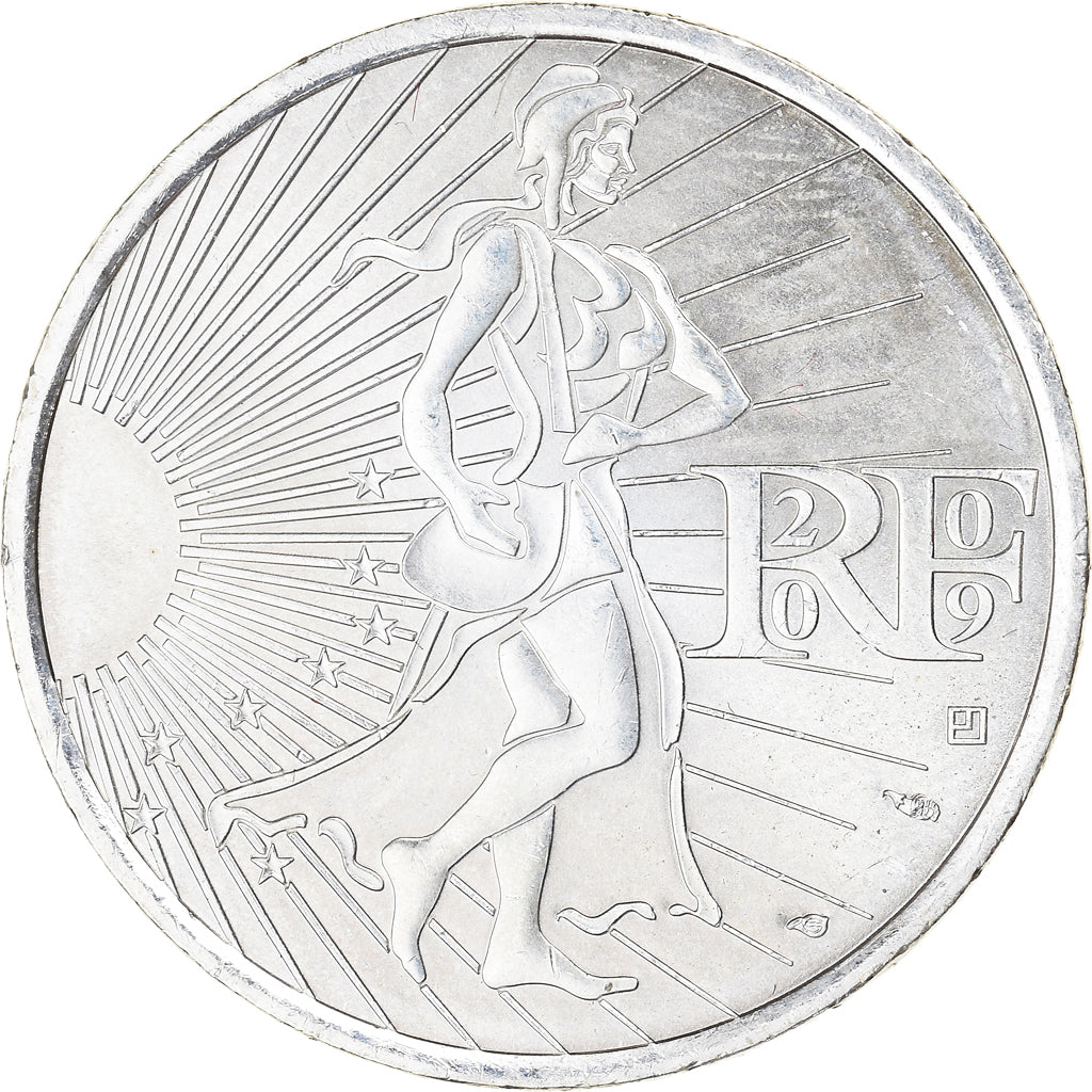 Francja, 10 Euro, Semeuse, 2009, Monnaie de Paris, MS(60-62), Srebro