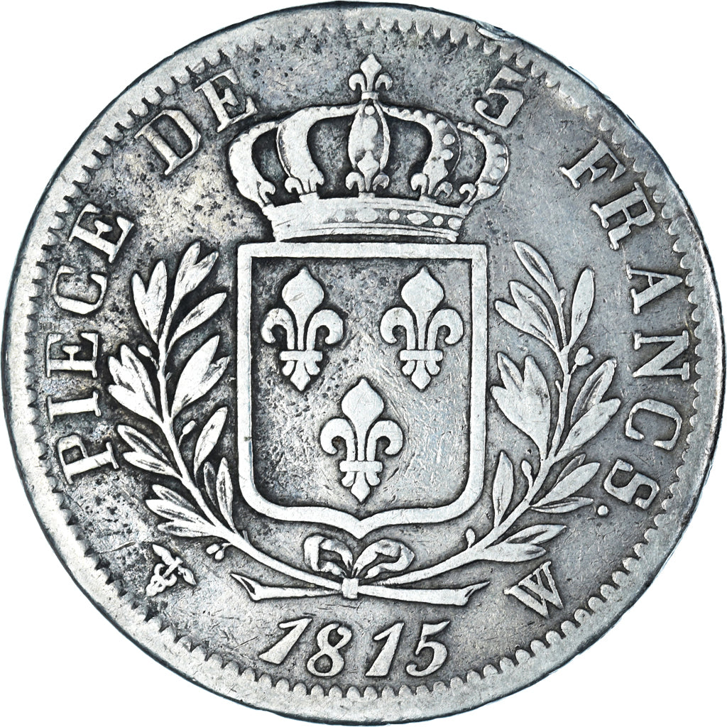 Munten, Frankrijk, Louis XVIII, 5 Francs, 1815, Lille, FR+, Zilver, KM:702.13