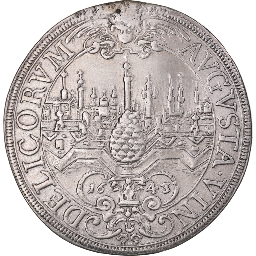 German States, Ferdinand III, Thaler, 1643, Augsburg, Plugged hole, Silver
