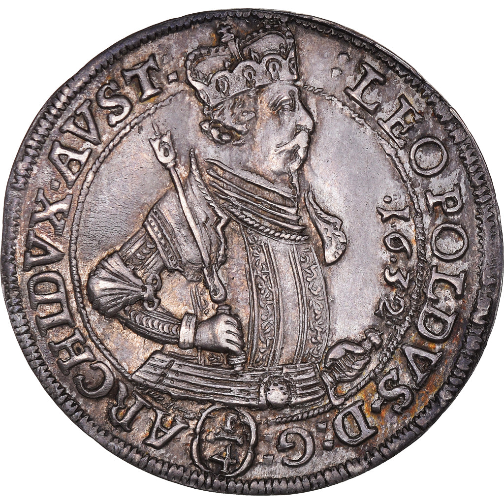 Coin, Austria, Tirol, Leopold, 1/4 Thaler, 1632, Hall, AU(55-58), Silver, KM:590