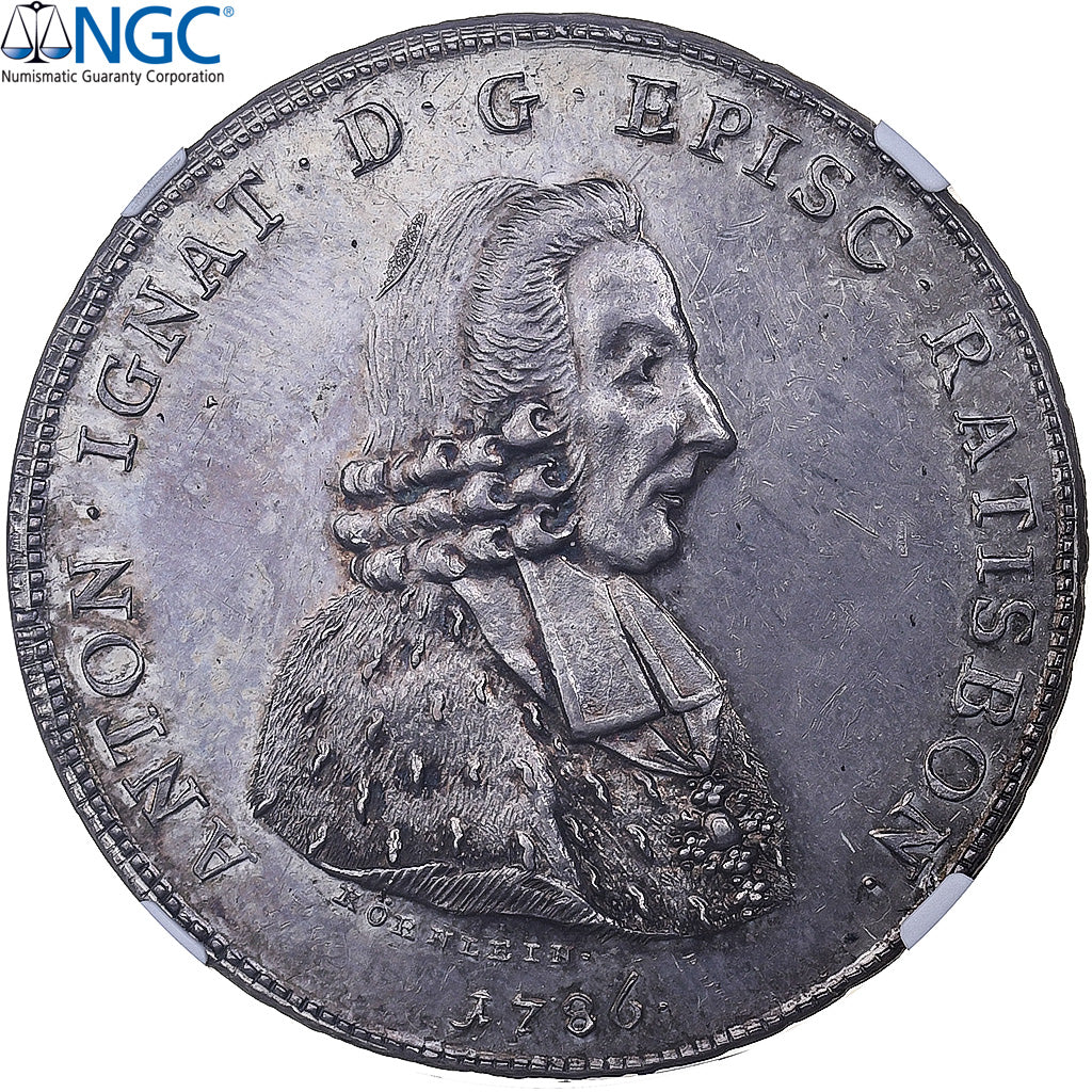 Évêché de Ratisbonne, Anton Ignaz Josef, Thaler, 1786, Regensburg, Argent, NGC