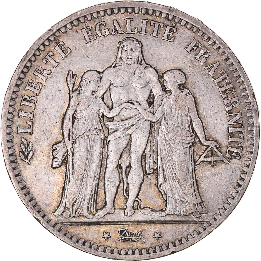 Moeda, França, Hercule, 5 Francs, 1849, Bordeaux, EF(40-45), Prata, KM:756.4