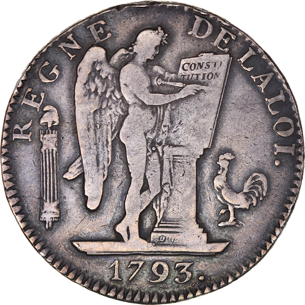 Coin, France, Écu de 6 livres françoise, 1793 / AN II, Metz, VF(30-35)